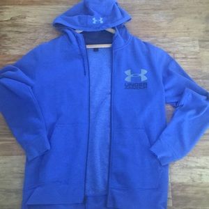 Men Large Under Armour hooded zip sweat shirt.